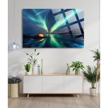 Petmudo AVM Harika Kuzey Işıkları Manzarası 4mm Lüks Kırılmaz Temperli Yüksek Çözünürlüklü Cam Tablo