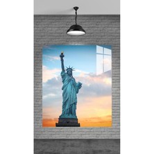 Petmudo AVM Dekorasyon Temperli Cam Üzerine Özgürlük Heykeli Hediyelik Eşya