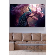 Petmudo AVM Tavus Kuşu Cam Tablo, Dekoratif Cam Tablo