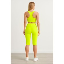 Elze Moda Kadın Boyundan Geçirmeli Spor Büstiyer & Yüksek Bel Toparlayıcı Şort Tayt Takım