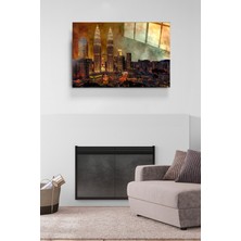 Petmudo AVM Petronas Ikiz Kuleleri Cam Tablo, Dekoratif Cam Tablo