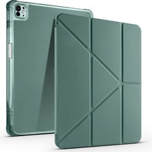 Ennar Samsung Galaxy Tab S6 Lite 10.4 Inç Uyumlu SM-P610 Üçgen Standlı Kalem Bölmeli Uyku Modlu Tablet Kılıfı+Tablet Kalemi