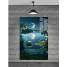 Petmudo AVM Göl ve Dolunay Cam Tablo Ev Dekorasyon,balkon Dekorasyonu,dekoratif,duvar Tablo,mutfak Tablo