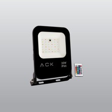 Ack 30W Rgb LED Projektör Bahçe Açık Alan Tabela Aydınlatması Çok Renkli Kumandalı