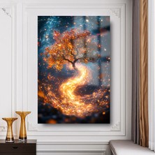 Petmudo AVM Altın Saçan Işıltılı Ağaç Tasarımı Kırılmaz Cam Tablo Ev Hediyesi Iş Yeri Hediyesi Cam Tablo