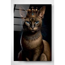 Petmudo AVM Kral Kedi Cam Tablo, Dekoratif Cam Tablo