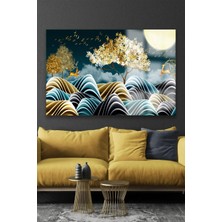 Petmudo AVM Gold Detaylı Geyik Soyut Harika Tasarım Lüks Kırılmaz Cam Tablo 4mm Ev Iş Yeri Ofis Hediyesi Tablo