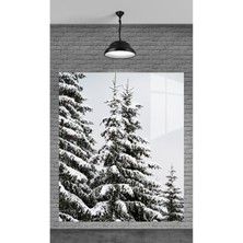 Petmudo AVM Kar ve Çam Ağacı Temperli Cam Üzerine Tablo Sevgilinize Yılbaşı Hediye