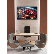 Petmudo AVM Türk Bayrağı ve Dünya Yatay Cam Tablo, Modern Ev Ofis Salon Duvar Dekoru Hediyelik Büyük Tablo Dekor