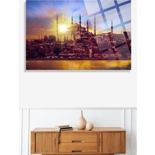 Petmudo AVM Istanbul Gün Batımı Cami Manzarası 4mm Kırılmaz Temperli Yüksek Çözünürlüklü Cam Tablo