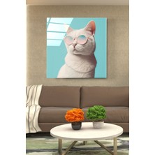Petmudo AVM Kedi Portre Cam Tablo, Dekoratif Cam Tablo