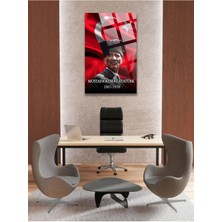 Petmudo AVM Atatürk ve Türk Bayrağı 4mm Kırılmaz Yüksek Çözünürlüklü Dikey Cam Tablo