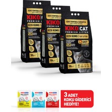 Grey Aktif Karbon Premıum Bentonit Kedi Kumu - (Üçlü Paket) 10LX3 - Koku Giderici Hediyeli