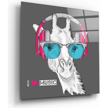 Petmudo AVM Dj Zürafa Cam Tablo NO:2026 | Hediyelik, Dekoratif, Ofis, Mutfak