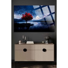 Petmudo AVM Ay Manzaralı Ağaç 4mm Lüks Kırılmaz Temperli Yüksek Çözünürlüklü Cam Tablo