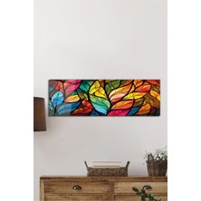 Petmudo AVM Rengarenk Yapraklar Panorama Çerçevesiz Cam Tablo, Duvara Asmaya Hazır Metal Askı Aparatlı