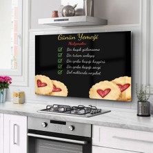 Petmudo AVM Cam Ocak Arkası Koruyucu Tezgah Ankastre Arkası Koruyucu | 76X49,5 cm | Günün Yemeği Temalı