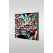 Petmudo AVM Graffiti Amerikan Arabası Kare Cam Tablo