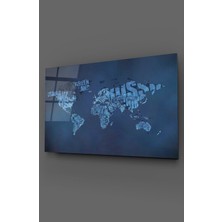 Petmudo AVM Tipografi Dünya Haritası Cam Tablo