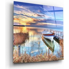 Petmudo AVM Göl Manzara Cam Tablo NO:2054 | Hediyelik, Dekoratif, Ofis, Mutfak