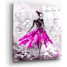 Petmudo AVM Fuşya Etekli Kadın Cam Tablo | Hediyelik, Dekoratif, Ofis, Mutfak