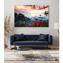 Petmudo AVM Gül ve Deniz Manzarası Kırılmaz Cam Tablo, Ev ve Ofis Hediyesi Yüksek Çözünürlüklü 4mm Lüks Tablo