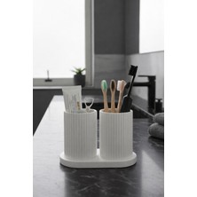 ND Shopping Modern Çift Bölmeli Diş Fırçalık & Diş Macunu Organizeri -(14,5X7X10 Cm)