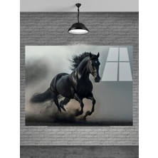 Petmudo AVM Siyah At Cam Tablo Ev Dekorasyon,balkon Dekorasyonu,dekoratif,duvar Tablo,mutfak Tablo