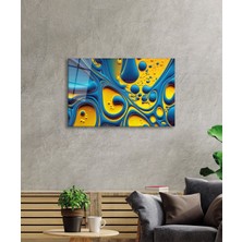 Petmudo AVM Mavi Sarı Sıvı Boya Karışımı Cam Tablo, Darbelere Dayanıklı Kırılmaz Temperli