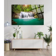 Petmudo AVM Şelale Manzarası Cam Tablo, Ev ve Ofis Hediyesi Yüksek Çözünürlüklü 4mm Lüks Tablo