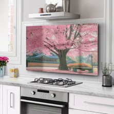 Petmudo AVM Cam Ocak Arkası Koruyucu Tezgah Ankastre Arkası Koruyucu 76X49,5 cm | Pembe Ağaç