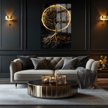 Petmudo AVM Altın Işık Saçan Harika Ağaç Tasarımı Kırılmaz Cam Tablo Ev Hediyesi Iş Yeri Hediyesi Lüks Cam Tablo