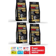 Grey Aktif Karbon Premıum Bentonit Kedi Kumu - (Dörtlü Paket) 10LX4 - Koku Giderici Hediyeli