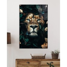 Petmudo AVM Yeşillikler Içinde Aslan Portresi Cam Tablo, Darbelere Dayanıklı Kırılmaz Temperli