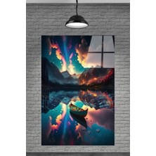 Petmudo AVM 3D Göl ve Sandal Manzarası Cam Tablosu