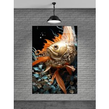 Petmudo AVM Turuncu Balık Cam Tablo