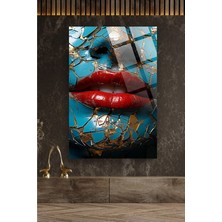 Petmudo AVM Kadın Dudağı Kırık Görünümlü 4mm Lüks Kırılmaz Temperli Yüksek Çözünürlüklü Cam Tablo