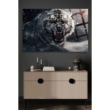 Petmudo AVM Görkemli Kaplan 4mm Lüks Kırılmaz Temperli Yüksek Çözünürlüklü Cam Tablo