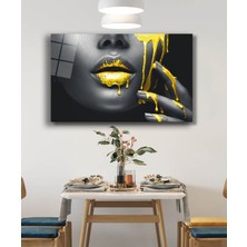 Petmudo AVM Sarı Boyalı Siyah Kadın Soyut Cam Tablo, Darbelere Dayanıklı Kırılmaz Temperli