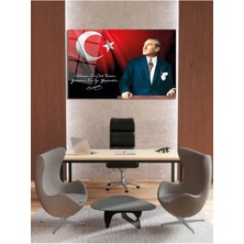 Petmudo AVM Atatürk ve Türk Bayrağı Vatanını En Çok Seven Görevini En Iyi Yapandır Yüksek Çözünürlüklü Cam Tablo