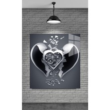 Petmudo AVM Kırık Kalp Temperli Cam Üzerine Tablo Sevgilinize Yılbaşı Hediye