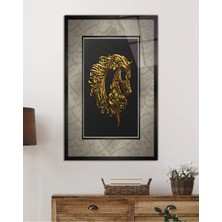 Petmudo AVM At Kaligrafi Motifi Dini Islami Cam Tablo, Darbelere Dayanıklı Kırılmaz Temperli