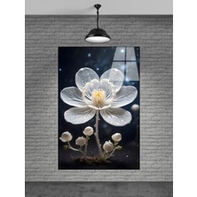 Petmudo AVM Beyaz Çiçek Cam Tablo Ev Dekorasyon,balkon Dekorasyonu,dekoratif,duvar Tablo,mutfak Tablo