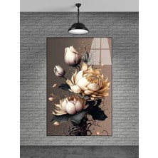 Petmudo AVM Beyaz ve Siyah Çiçek Cam Tablo