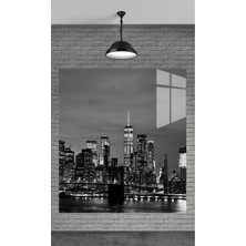 Petmudo AVM Muhteşem Siyah Beyaz Şehir Manzarası Temperli Cam Üzerine Tablo Sevgilinize Yılbaşı Hediye