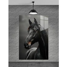 Petmudo AVM Siyah At Cam Tablo Ev Dekorasyon,balkon Dekorasyonu,dekoratif,duvar Tablo,mutfak Tablo,hediyelik