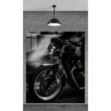 Petmudo AVM Siyah Motor Görseli Temperli Cam Üzerine Tablo Sevgilinize Yılbaşı Hediye