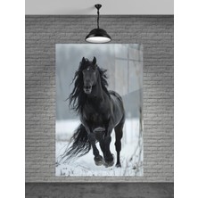 Petmudo AVM Siyah At ve Cam Tablo Ev Dekorasyon,balkon Dekorasyonu,dekoratif,duvar Tablo,mutfak Tablo