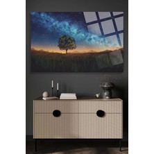 Petmudo AVM Gökyüzü Ağaç Manzaralı Uv Baskılı Kırılmaz Cam Tablo, Ev ve Ofis Yüksek Çözünürlüklü 4mm Cam Tablo