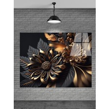 Petmudo AVM Gold Altın Çiçek Cam Tablo